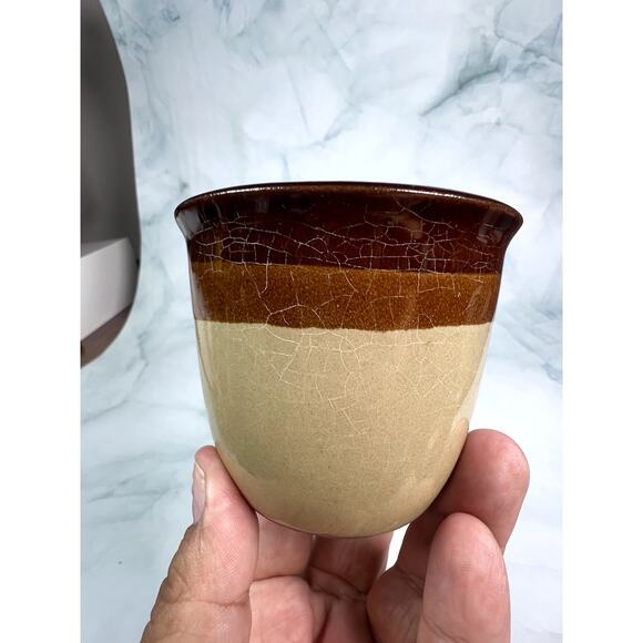 Set of 8 MCM Tricolor Ceramic Pudding Bowls – Mid-Century Modern Brown & Tan - Picture 5 of 7